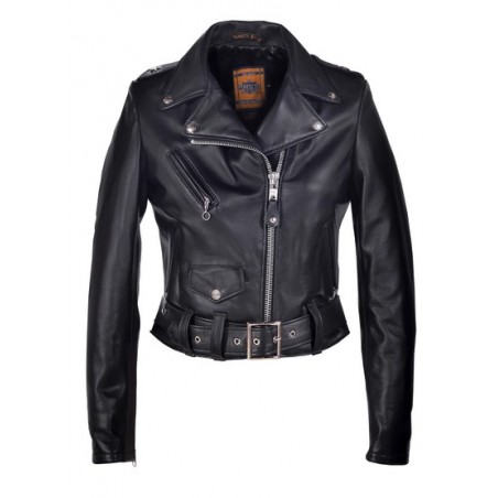 Women's Cropped Perfecto Black Lambskin Leather Jacket